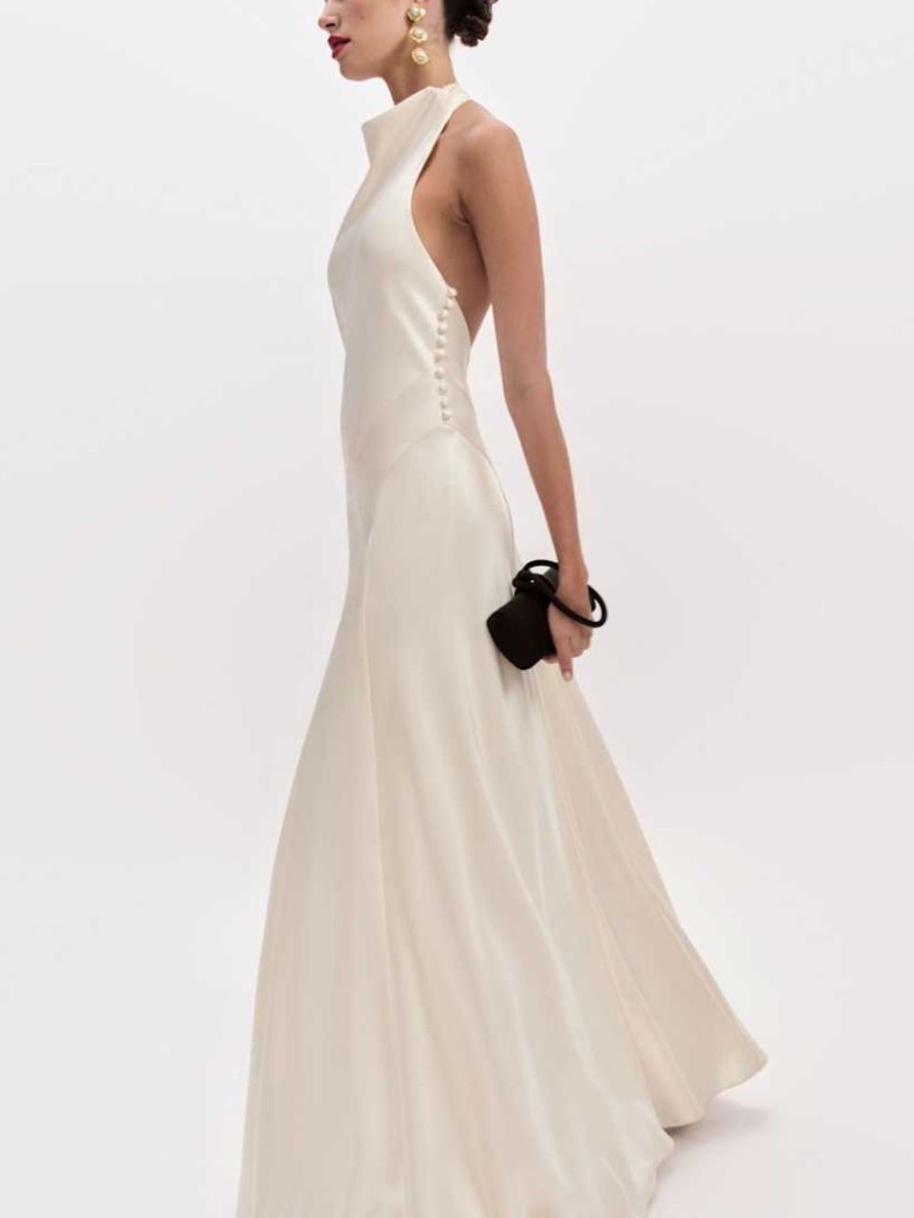 Reformation ROY Satin Wedding Dress Halter Gown Fior Di Latte Ivory With Tags 2
